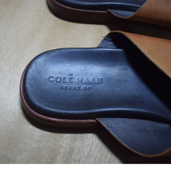 Cole Haan Grand.OS Tan Leather Crossover Sandals Men’s Size 13